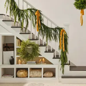 Draping Real Touch Lebanon Cedar Garland Dripping Winter Greenery Christmas Decor