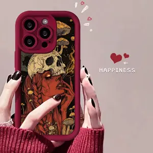 Skull Pattern Phone Case , Soft Silicone Tpu Protection and Shockproof For iPhone 17 16 15 Pro Max 14 16Pro 13 12 11 XS Plus Mini Air 17e Anti-Fingerprint Cover Girl