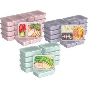 Prep 60-Piece Meal Prep Kit - Reusable Food Containers 1-Compartment, 2-Compartment, & 3-Compartments for Healthy Eating - Microwave, Freezer, & Dishwasher Safe (Floral Pastels) Kitchen Lid