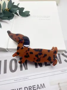 New Cute Sausage Dog Hair Clip, Vintage Elegant Leopard Print Acrylic Shark Clip, Large Back Headband Accessory, Hair Claws, Super Cute Clips, 1pc