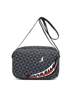 Fashion Men's Shark Print Square Shoulder Bags Crossbody Bags, Stylish Casual Messenger Bag, Perfect for Daily Use, bags for man, sacoche homme,tote bags, Unique Bags
