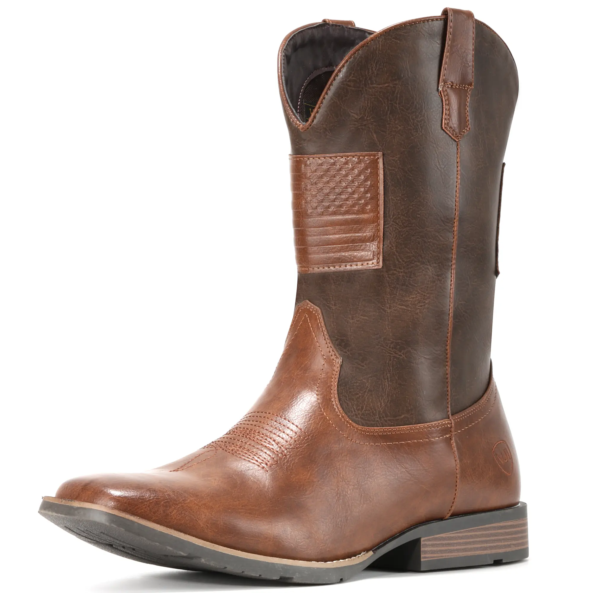 [Clearance]IUV Cowboy Boots For Men Wide Western Boot Traditional American Flag Retro Square Toe Country Work Boot