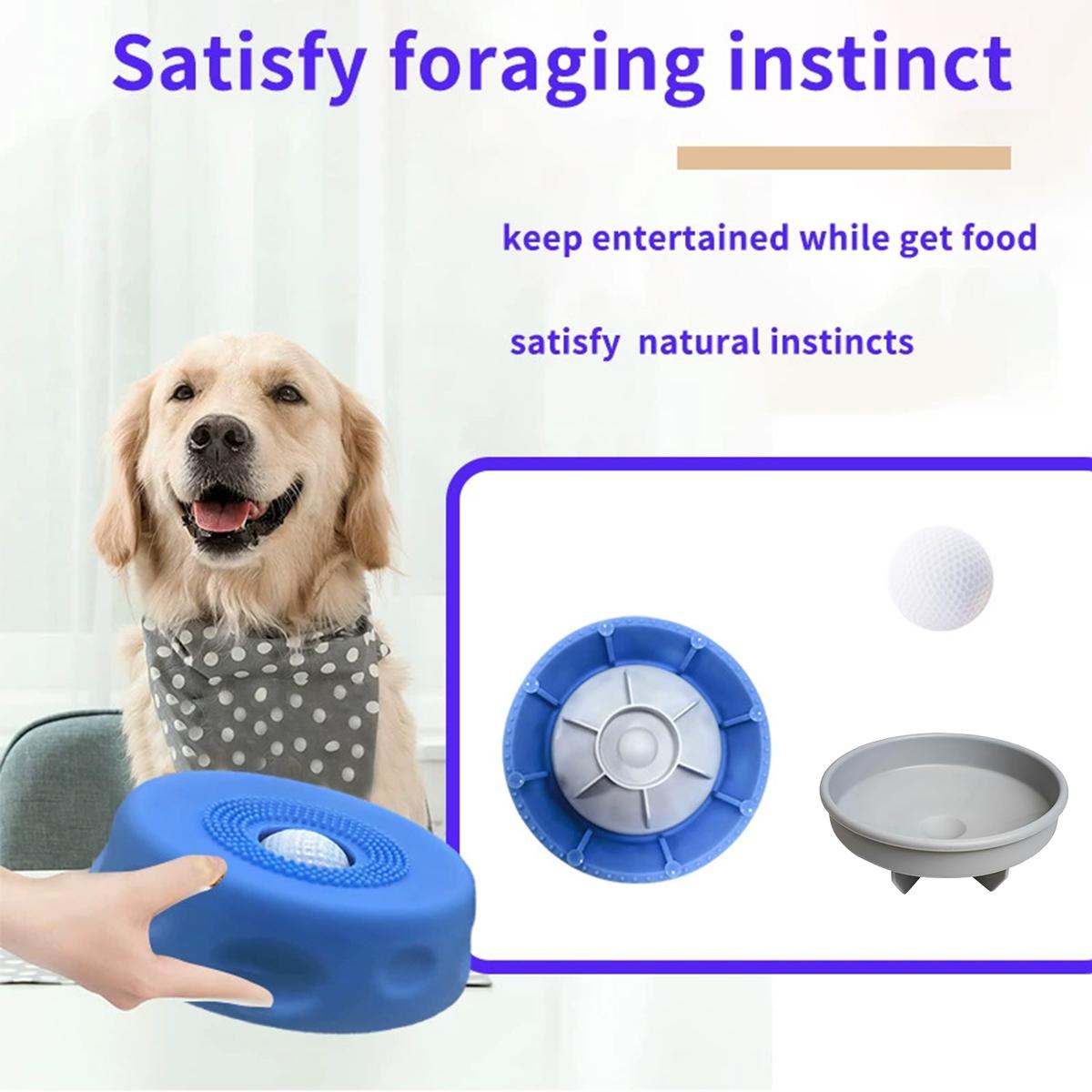 Interactive Rolling Ball Dog Slow Feeder Licking Bowl Anti-Choke Pet Feeding Bowl for Slow Eating & Digestion