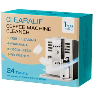 CLEARALIF Coffee Machine Cleaner Descaler Tablets, 24 Count, Unscented, Coffee Machine Descale Works With All Coffee Makers