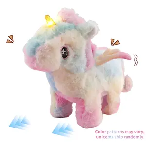 Walking Unicorn Plush Toy 8" – Interactive Stuffed Animal with Sound, Tail Wagging & Head Shaking | Cute Electronic Pony Plushie Gift for Toddlers, Kids, Boys & Girls