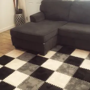 Carpet Mat Tiles - Black and White Checkerboard Design for Living Room Flooring