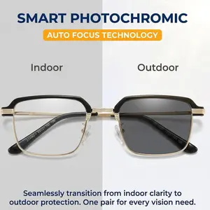 Intelligent Progressive Multifocal Reading Glasses High-end Photochromic Lenses for Far and Near Vision Anti-Blue Light Protection Reading Glasses Clear Lightweight
