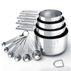 10 Pack Stainless Steel Measuring Cups & Spoons Set,Including 4 Cups and 6 Spoons,Kitchen Gadgets for Cooking & Baking,Christmas Party Gifts,Hand Tools Kits