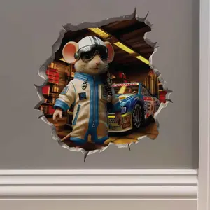 Race Car Driver Mouse Hole Decal