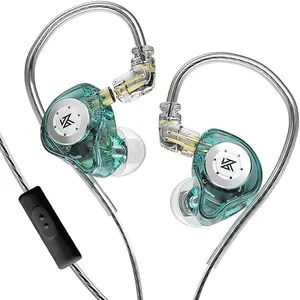 KZ EDX PRO IEM Earphones 1DD 10mm Dual  Dynamic Driver KZ Headphones HiFi in-Ear Earbuds Wired Earphone with Removable C Pin (with Mic, Cyan)