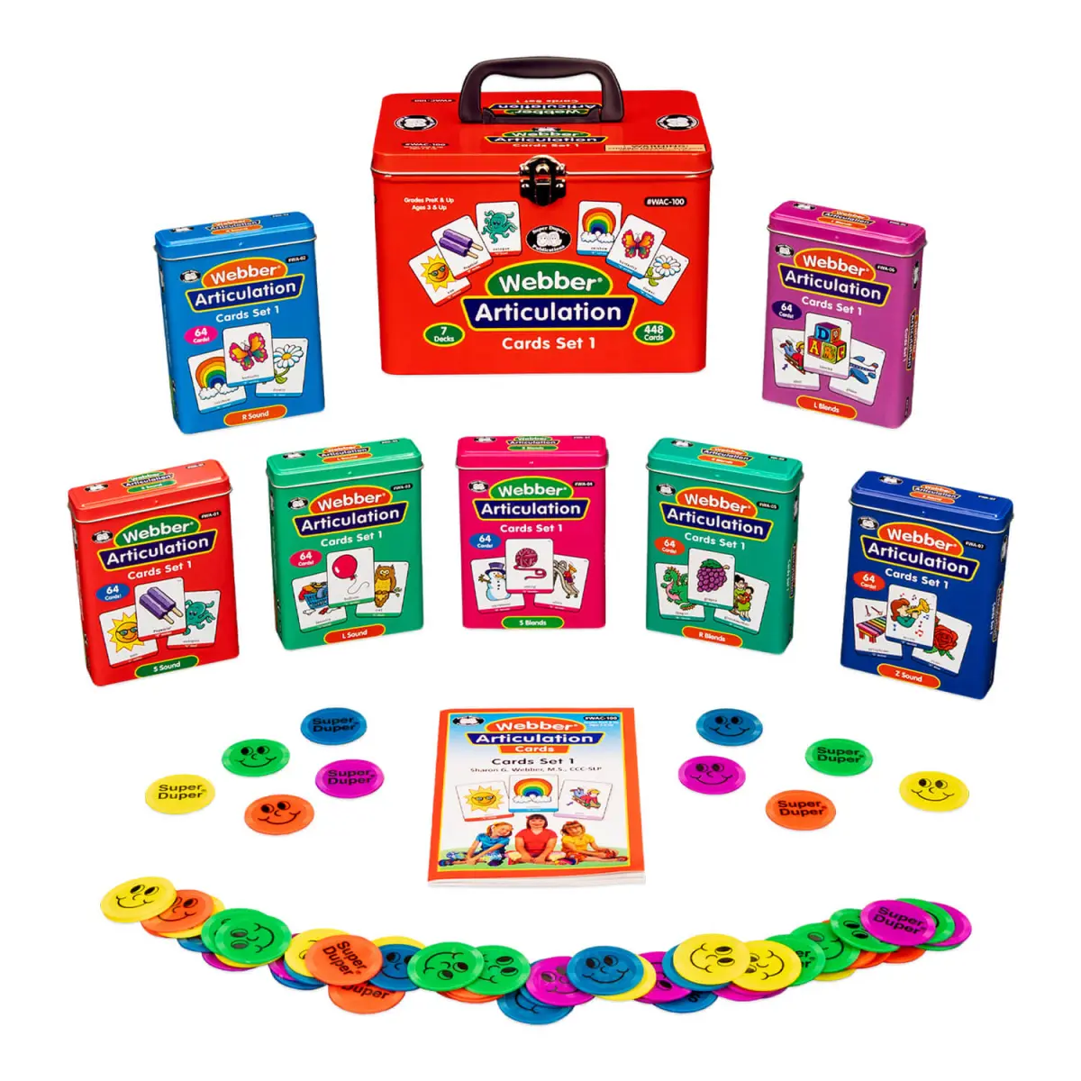 Webber Articulation Cards Bundle 1 for Speech Therapy – Articulation Flash Cards for Kids, Speech Sound Practice, Language Development, Phonics & Pronunciation Activities, SLP Materials, Homeschool & Special Education, 64 Cards per Deck