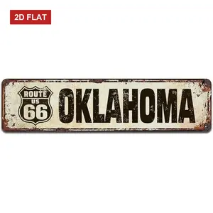 Oklahoma US Route 66 Metal  Signs, Nostalgic Vintage Metal Wall Décor, 4 x 16 Inch