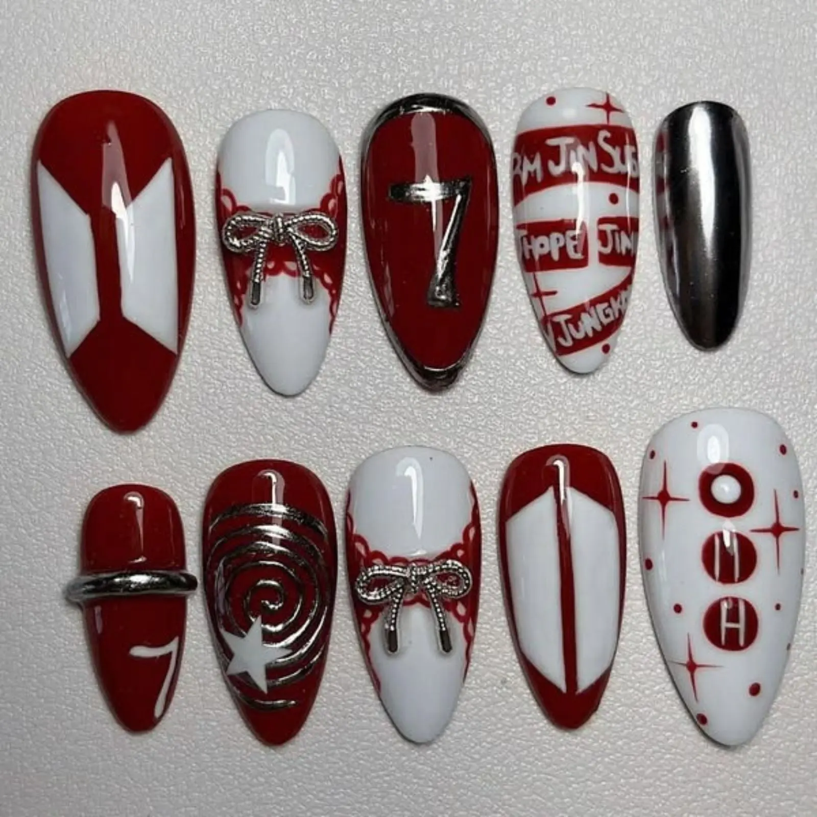 Kpop Concert Nails | Kpop Nails | BST Fandom Idol Korean Press On Nails | Arirang Nails | Kpop Press On Nails
