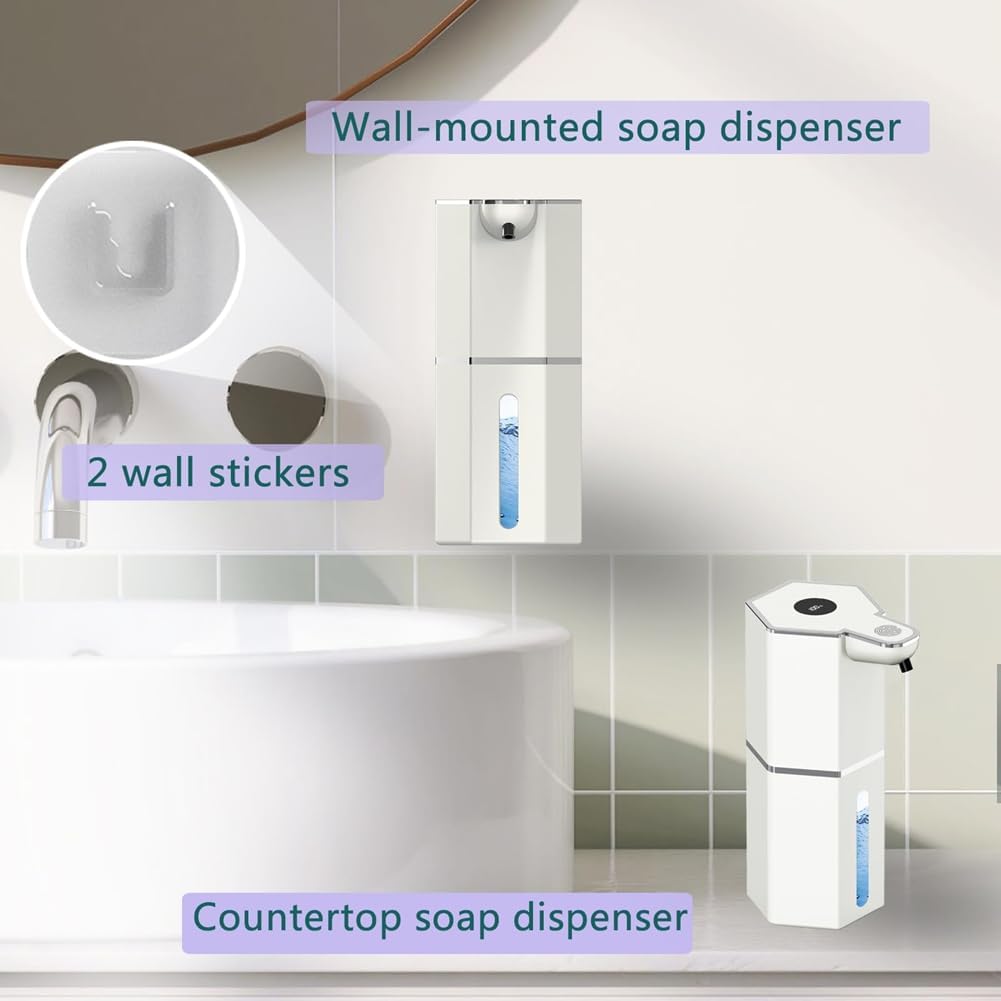 Foaming Soap Dispenser Automatic Touchless, USB Rechargeable 12oz Soap Dispenser, 4 Adjustable Levels Waterproof, Kitchen Gadgets Home Essentials, Bathroom Wall Hand Soap Dispenser Restroom Use