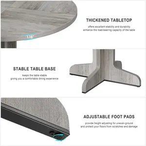 Round Dining Table Wood Kitchen Table Dinning Room Tables for 4-6 People Dinner Table with Wooden Tabletop and Legs for Dining Room Living Room Grey 47In