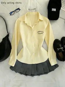 Women's Long Sleeve Shirt Spring Fall Simple Blouse, Sun Protection Top, Pocketed Long Sleeve Shirt, Versatile Daily Wear