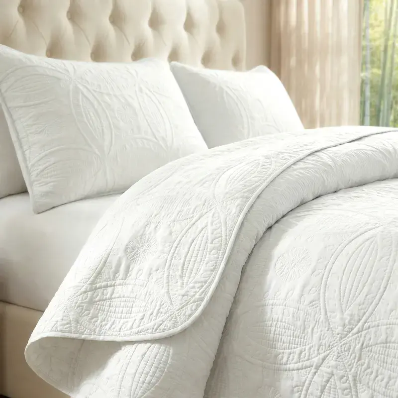 3 Pieces Quilt Set Lightweight Bedspread Ultrasonic Diamond Pattern Soft Microfiber Coverlet Bedding Sets For All Season Modern Style With 2 Pillow Shams,Wedding Items,Valentines Day Home Bed Room Decor,Mothers Day Gift,All Season