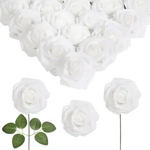 8CM Artificial Simulation PE Foam Roses Bridal Bouquet Home Wedding Party Birthday Holiday Decoration 50pcs Flower Ornaments Decorative Plants Floral