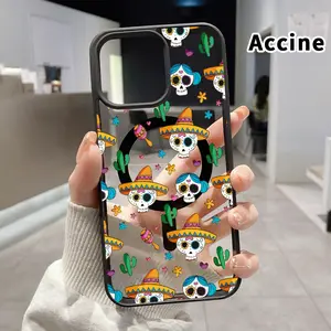 MagSafe Case for iPhone 17 Pro Max 16 Plus 15 14 13 12 11 Air E Fiesta Skull Cactus Acrylic Transparent All Coverage support wireless charging Cell Phone Cover Gift for Boy
