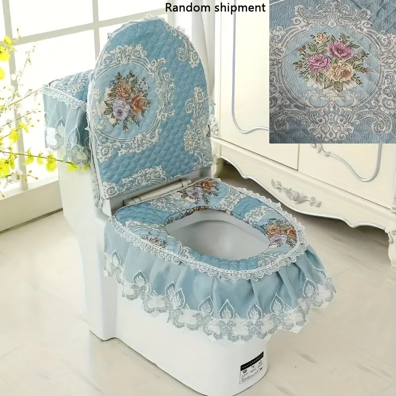 3pcs Toilet Three-piece Set with Double-Sided Design and Zipper Toilet Seat Cushion Four Seasons Universal Toilet Seat Cushion Three-piece Set