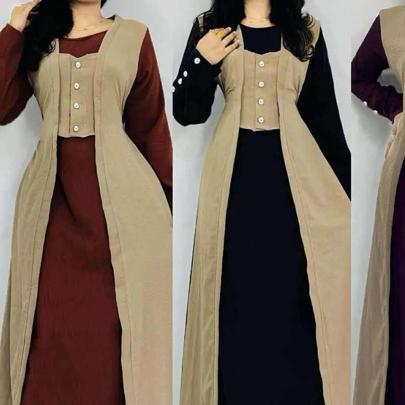 Brown jazz crape abaya easy to wear and adorable design with combination colors.