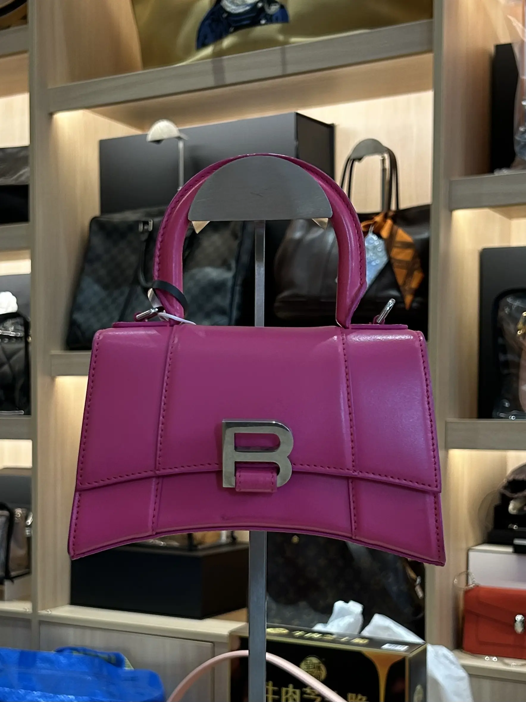 Pre-owned Balenciaga Hourglass Mini Hot Pink and Fuchsia Silver HW
