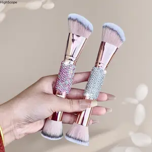 Rhinestone Dual End Makeup Brush - Foundation Powder Blush Contour Brush, Soft Bristle Beauty Tool