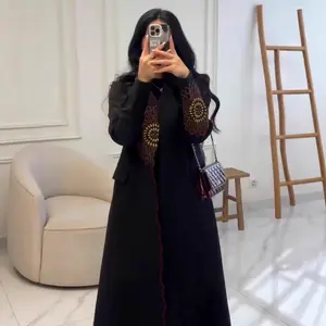 Eid Trench Coat Women Long Robe Embroidery Muslim Ramadan Morocco Dubai Overcoat Kaftan Abays Islam Arab Modest Outerwear