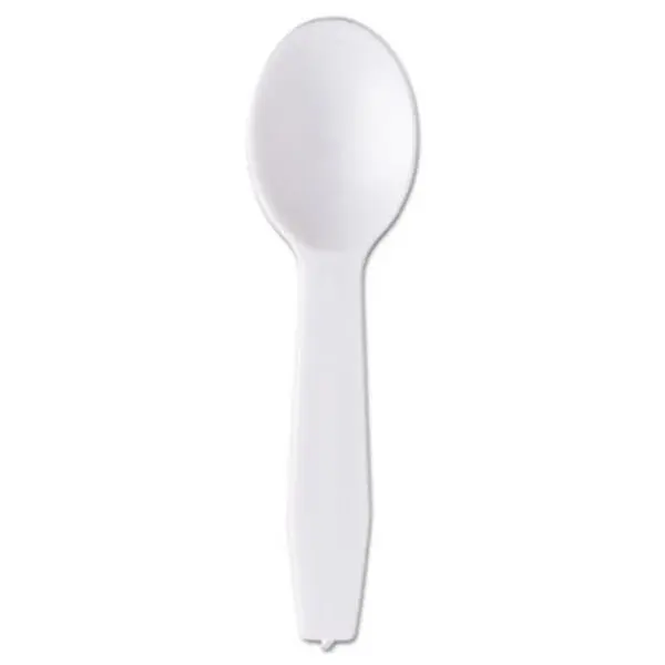 Disposable Plastic Taster Spoons, 3 Inches Lightweight White Utensils for Ice Cream and Food Sampling, 3000 Count Carton, Tableware, Cutlery, Single Use, Sampling Food, Conveniently Lightweight, Picnic, 3000/Cartoon, Campfire / Bbq Party