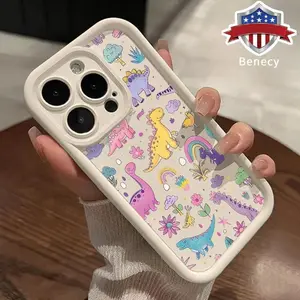 TPU Phone Case for iPhone 17 15 16 14 Pro Max 13 12 11 XR XS Plus E Colorful Dinosaurs Pattern Anti-Scratch Shockproof Soft Silicone Protective Cover Smartphone Casing