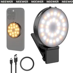 NEEWER NL32R Magnetic & Clip-On Selfie Light for iPhone & Android, 1W LED Phone Fill Light with CRI95+, 840lux, Perfect for Video Recording, Makeup, Zoom, TikTok Streaming