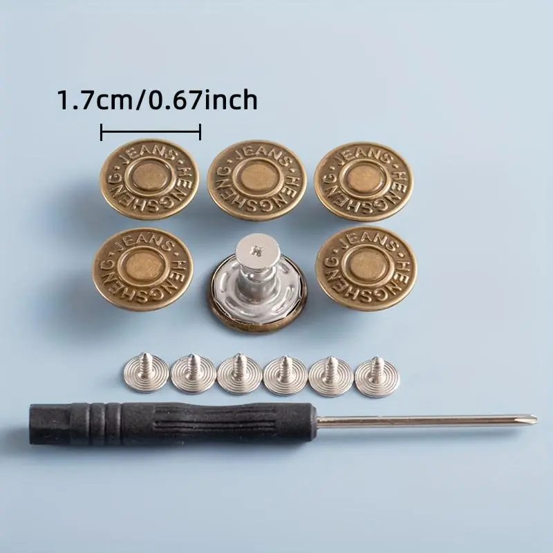 40 Pcs 17mm Solid Stainless Steel Removable Snaps Jeans Repair Kit for Adults - No-Sew Nailess Adjustable Jean Buttons, Thread Rivets, Screwdrivers, Press Plier - 14+ Years Durability, All Seasons Complete Sewing Accessory Extender, Solid Metal, 17 Mm, Co