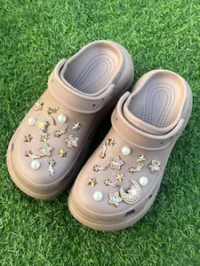 28pcs gold Casual DIY Removable Decorative Shoe Charms | Combination of Moon and Stars, Galaxy Designs，Suitable for Beach Shoes Sandals Slippers Decoration, Perfect Holiday Gift, Shoe Accessories, Shoe Adornments, Shoe Embellishment Set