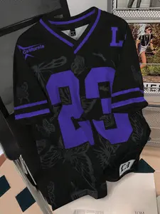 Y2K Vintage Style 23 Print Breathable Mesh Baseball T-Shirt, Streetwear Trendy Casual Sports Top for Everyday Wear Football Jersey, Soccer Shirt