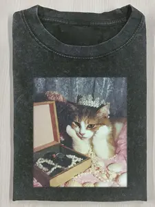 Washed Cotton, Little Cat Princess's Treasure Chest Printed, High-Quality Batik Cotton Retro Fashion Brand,, Daily Wear Hot Item, Holiday Gift, Perfect Present