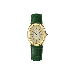PASCAL Oval Bubble Diamond Watch for Women & Men with Lab-Grown Diamonds Swiss Ronda Quartz Movement Leather Strap Vintage Elegant Gift