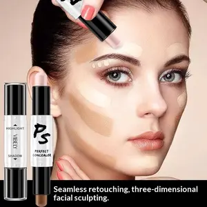 Dual ended Contour Stick 2 in 1 Shade Nose Contour Highlighter Brighten Face Concealer Contour Long Lasting Sweat Proof Waterproof Face Makeup for Daily Party Cosmetics