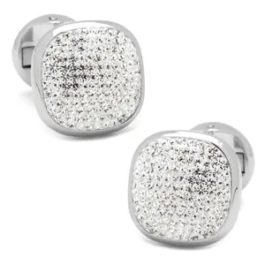 Stainless Steel White Pave Crystal Cufflinks