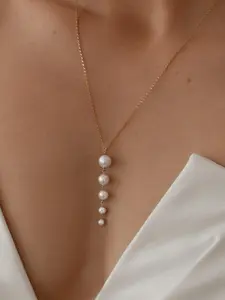 Elegant Women's Faux Pearl Necklace Gold Color, Tessel Chain Necklace, Jewelry Necklace, Perfect Birthday Anniversary Gift（with Box）