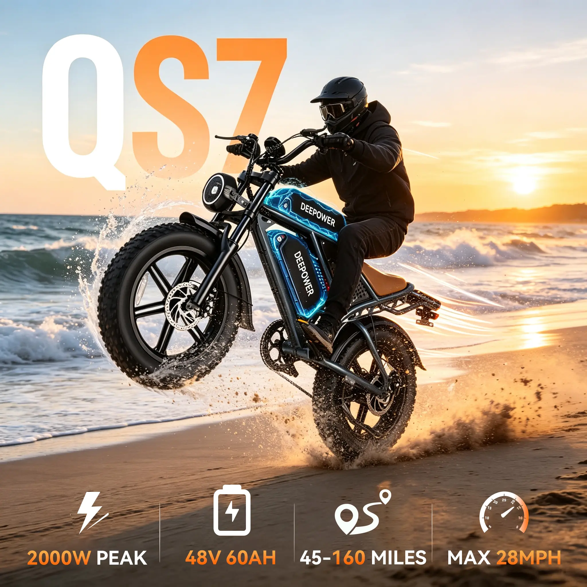 Electric Bike| Peak Power 2000W|28 MPH Top Speed | 48V 20AH 35AH 60AH Removable Battery l 45-160 Miles RangeI Full Suspension | 20" Fat Tires for All-Terrain |LEDHeadlights|UL Certified| FAT TirelLED HeadlightslEasy toManeuver for Daily Use