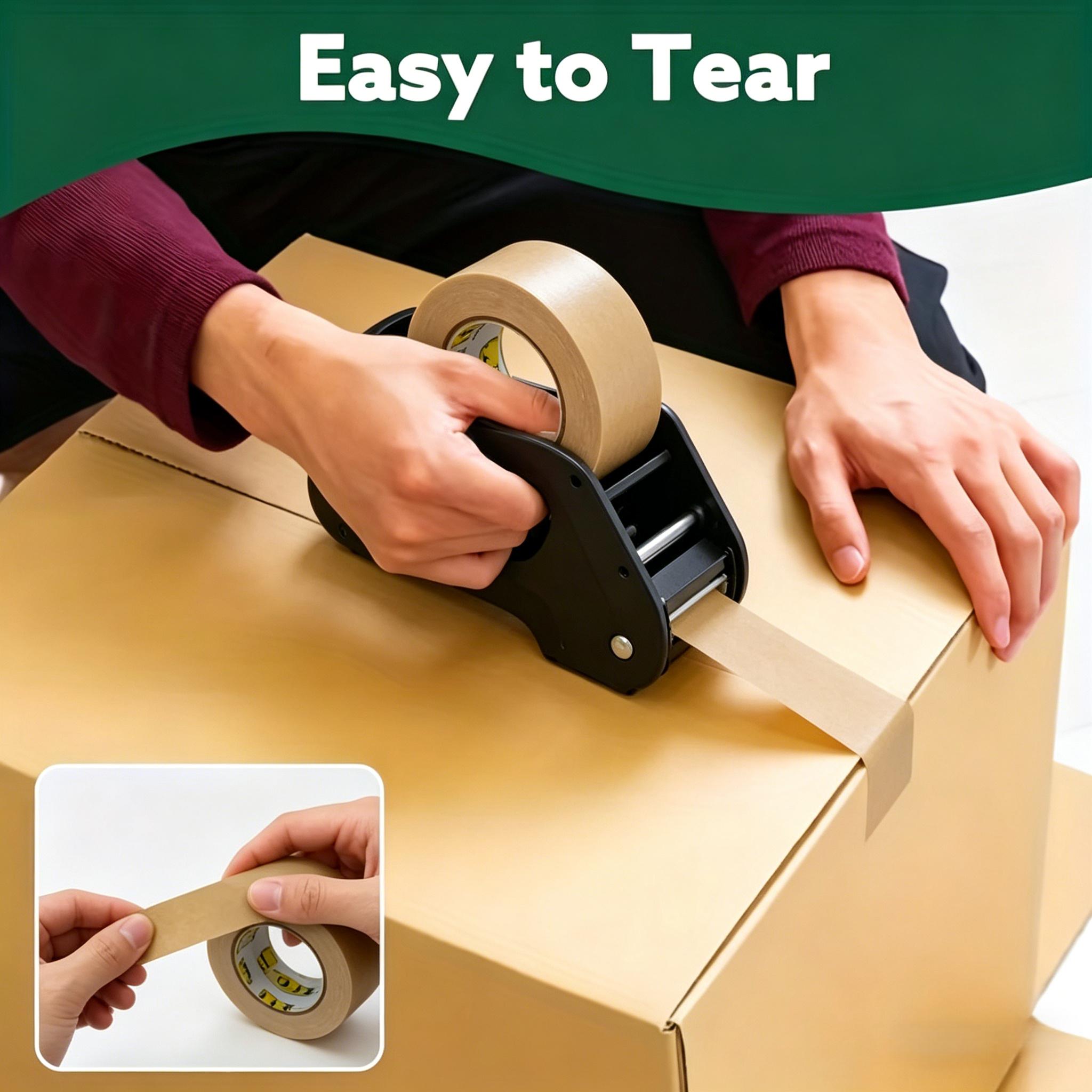 Heavy Duty Eco-Friendly Brown Kraft Box Tape, 2x10m Single Roll Self-Adhesive Tape for Carton Sealing, Shipping (Tools & Hardware Adhesives Sealers), Moving Tape