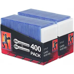 400 Clear Card Sleeves 3"X4" Baseball Card Protectors, Premium Hard Plastic Card Holder for Trading Sports Football Game Cards (200 Hard Sleeves+200 Penny Sleeves)