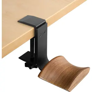 Headphone Holder with 6cm Wide Walnut Headrest,Adjustable Clamp-on Headset Stand Desk Headset Holder for Over Ear and Gaming