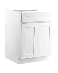 Shaker Style Base Cabinet, 24 in W x 24 in D x 34.5 in H, White Finish, Ready To Assemble With Drawer, Flat Pack Kitchen Storage Cabinet, Base Cabinet Unit For Kitchen Or Laundry Room, Durable Construction, Easy Assembly