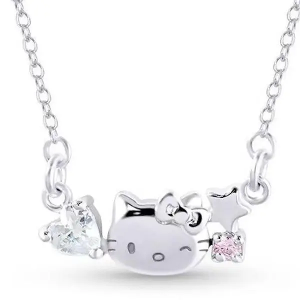 Hello Kitty Adjustable Pendant Necklace Sanrio Licensed Cute Kawaii Fashion Jewelry for Girls & Women