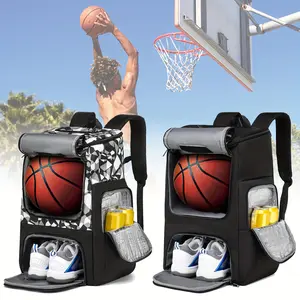 YH＆GS Multi-functional Basketball & Training Bag for Teens Large Capacity Waterproof Backpack with Thermos Dual Shoulder Straps Independent Shoe Compartment Ideal for Casual Outings and Football Games - Sportsball