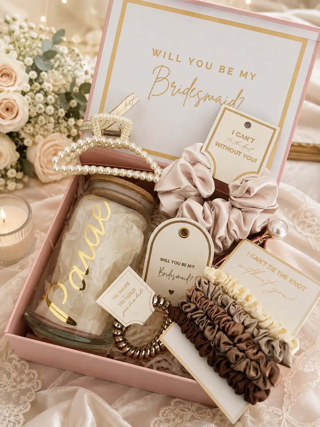 Personalized Bridesmaid Proposal Box, Hair Accessories Gift Set