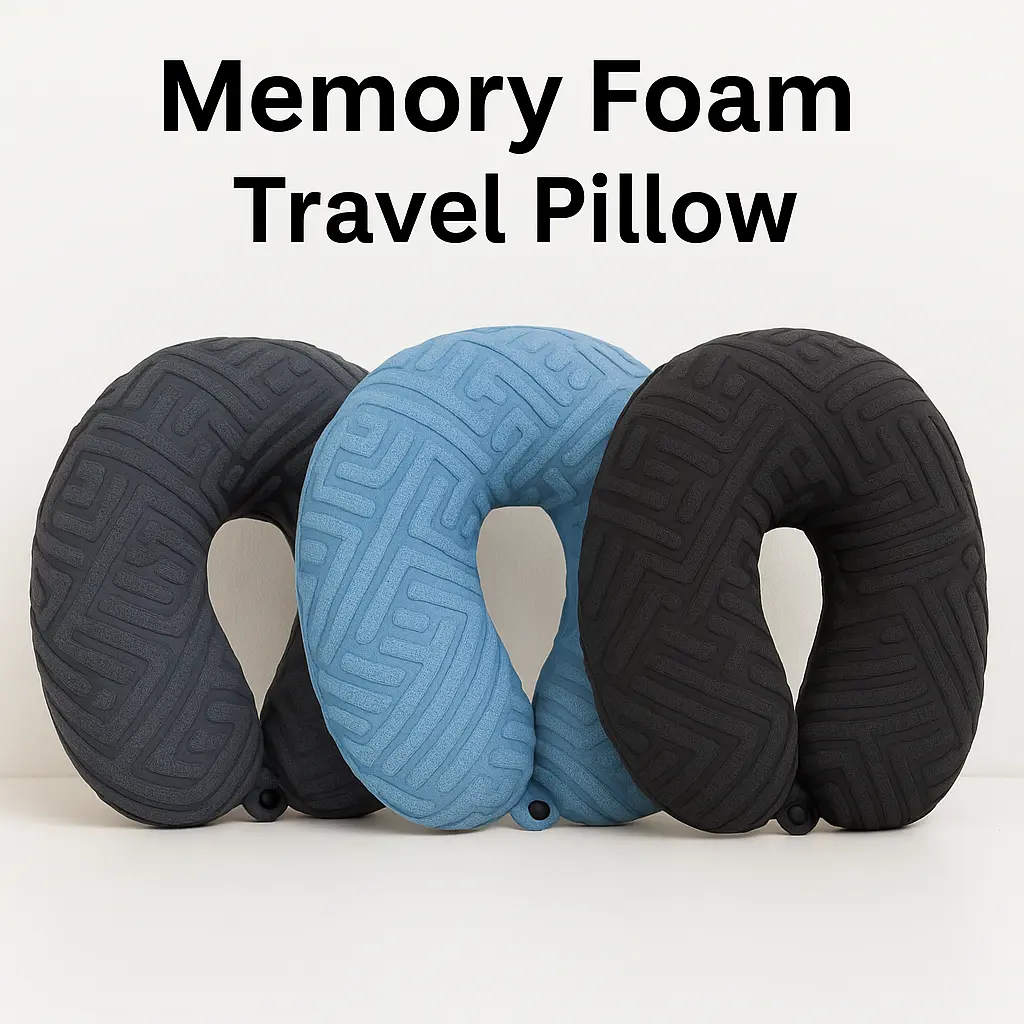 Memory Foam Travel Neck Pillow Soft Support for Plane Car & Home Comfortable U-Shaped Design