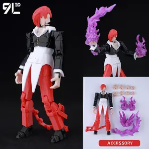 9L 3D Printed Dummy13 Action Figure-Iori Yagami From The King Of Fighters Articulated Collectible Signature Purple Flame Effects