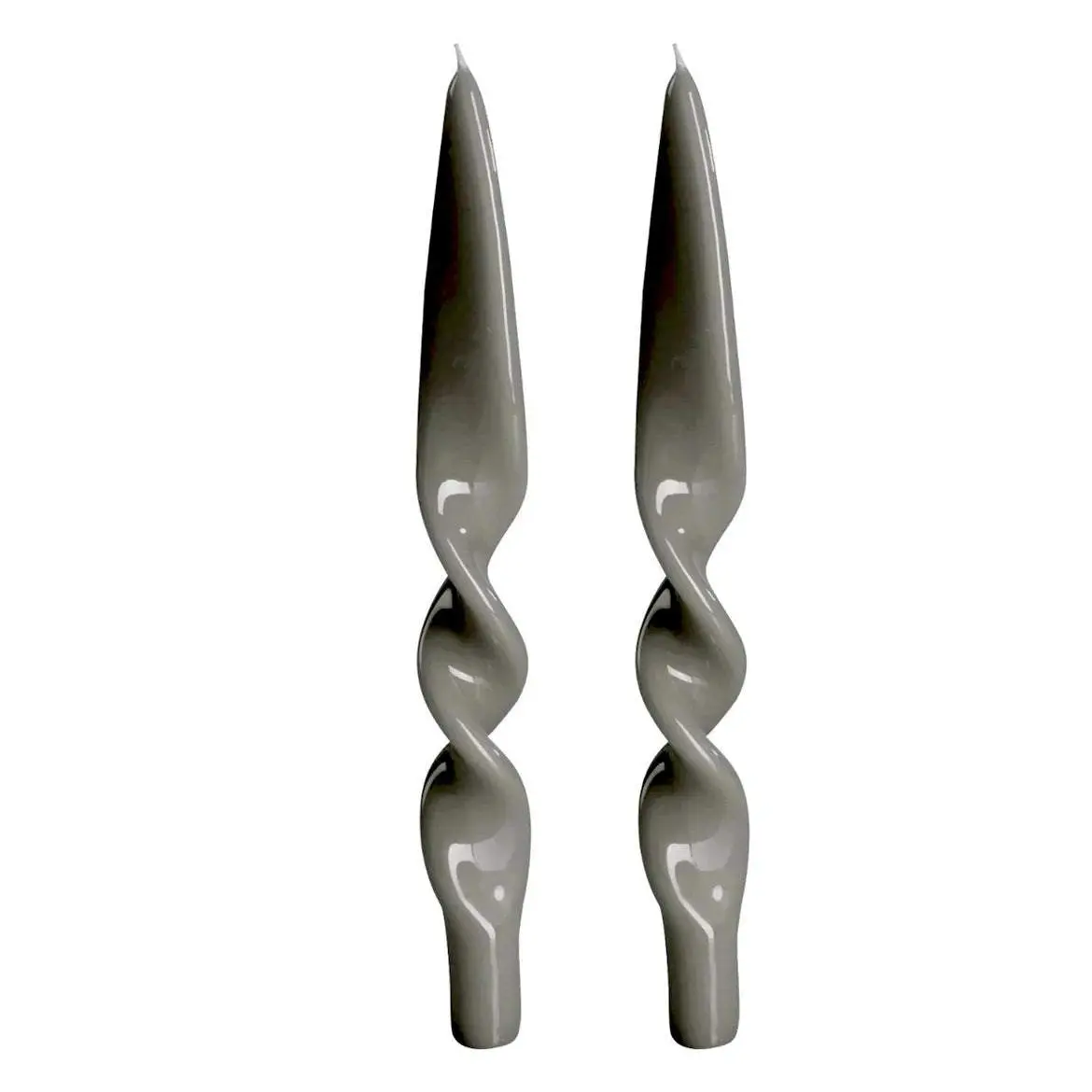 Lacquered Twisted Set of 2 Candles London Smoke